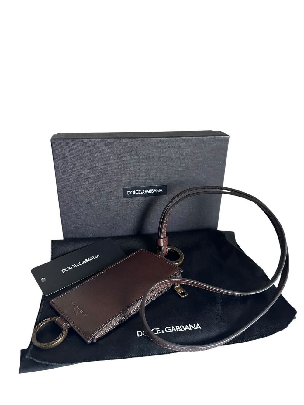 Dolce & Gabbana Brown Leather Wristlet with Gold Hardware - Picture 5 of 11